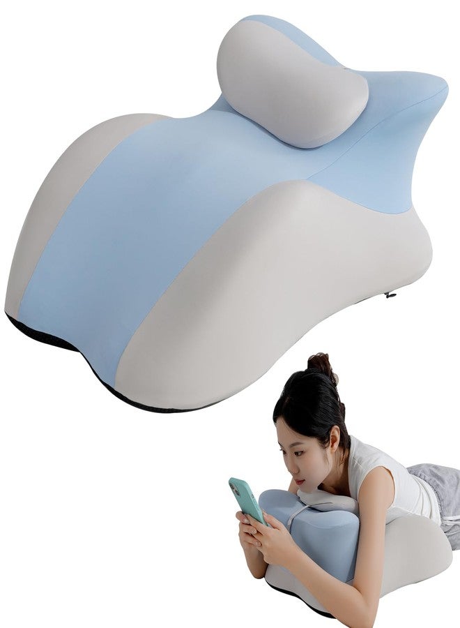 SheRest Adjustable Headrest Reading Pillow for Bed Adults - Memory Foam Back Support Wedge for Acid Reflux, Snoring & Legs, Blue and Gray (22.8"x15"x9") - Image 1